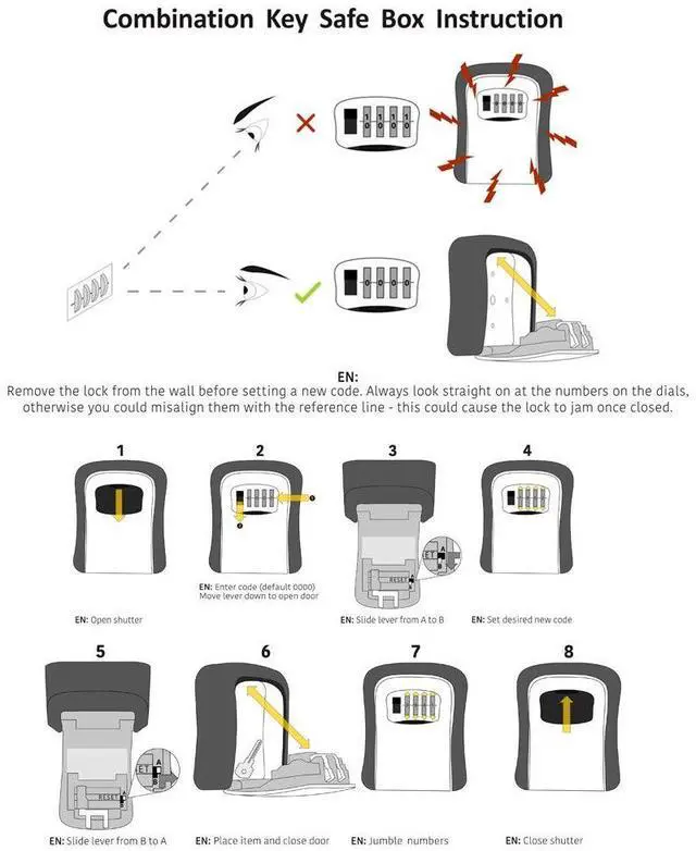 Alt view image 6 of 7 - Key Lock Box, Combination Lock box with Code for House Key Storage, Combo Door Locker (G7black-1pack)