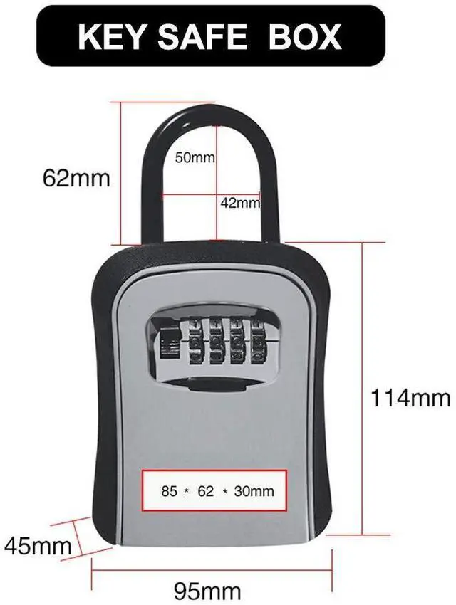 Alt view image 5 of 7 - Key Lock Box, Combination Lock box with Code for House Key Storage, Combo Door Locker (G7black-1pack)