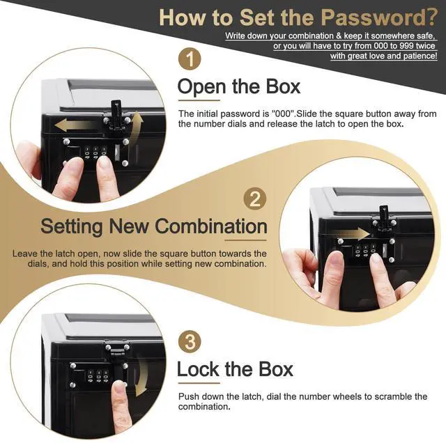 Alt view image 3 of 6 - Large Lock Box for Personal Items, 24 Litre Combination Lockable Storage Box for Office Locker/School/Medicine/Snacks/Phone Jail/Electronic/Home