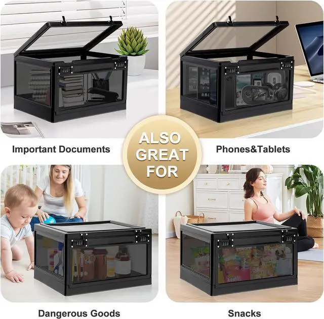 Alt view image 6 of 6 - Large Lock Box for Personal Items, 24 Litre Combination Lockable Storage Box for Office Locker/School/Medicine/Snacks/Phone Jail/Electronic/Home