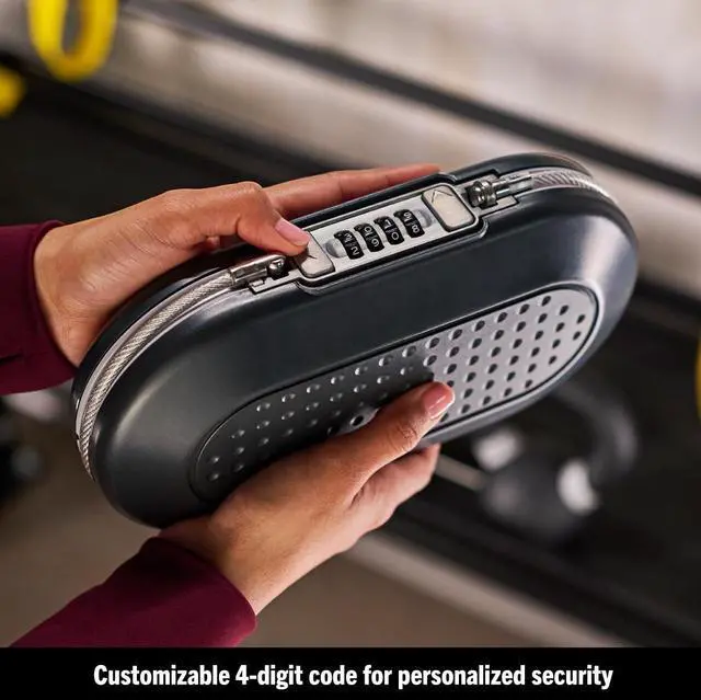Alt view image 4 of 7 - Portable Small Lock Box, Set Your Own Combination Lock Portable Safe, Personal Travel Safe, 5900D, Gunmetal Grey