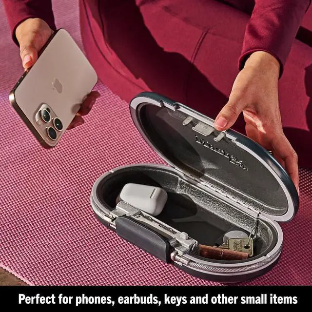 Alt view image 6 of 7 - Portable Small Lock Box, Set Your Own Combination Lock Portable Safe, Personal Travel Safe, 5900D, Gunmetal Grey