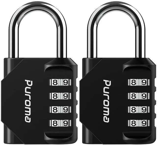 Main image of 2 Pack Combination Lock 4 Digit Padlock for School Gym Locker, Sports Locker, Fence, Toolbox, Case, Hasp Storage (Black & Code Window)