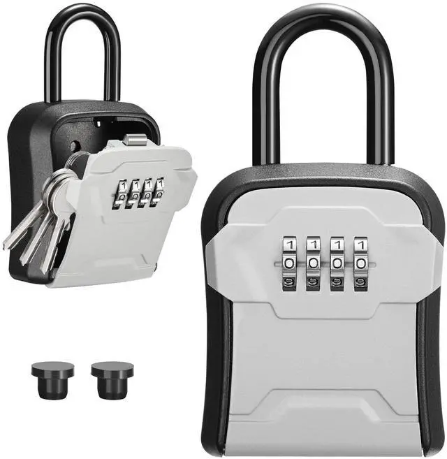 Main image of Lock Box, Key Lock Box Wall Mount & Portable Combination Lockbox with Resettable Code, Security Lockbox for Outside House Keys, Apartment Realtors Spare Keys Storage (1 Pack, Gray)