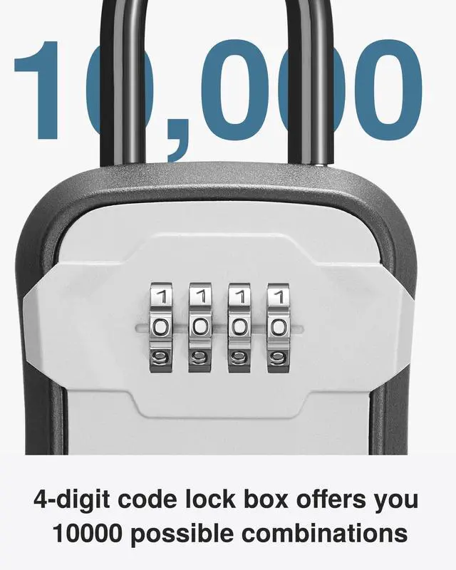 Alt view image 2 of 7 - Lock Box, Key Lock Box Wall Mount & Portable Combination Lockbox with Resettable Code, Security Lockbox for Outside House Keys, Apartment Realtors Spare Keys Storage (1 Pack, Gray)