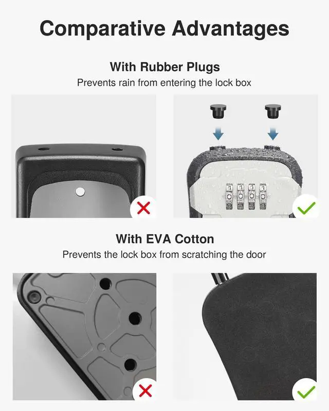 Alt view image 5 of 7 - Lock Box, Key Lock Box Wall Mount & Portable Combination Lockbox with Resettable Code, Security Lockbox for Outside House Keys, Apartment Realtors Spare Keys Storage (1 Pack, Gray)