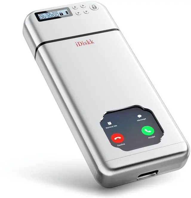 Main image of Timed lock Box, Portable Timer phone lock box for Kids & Adults,Built better habits Anti-Phone Addiction Self-Discipline Phone Jail,Metallic Silver