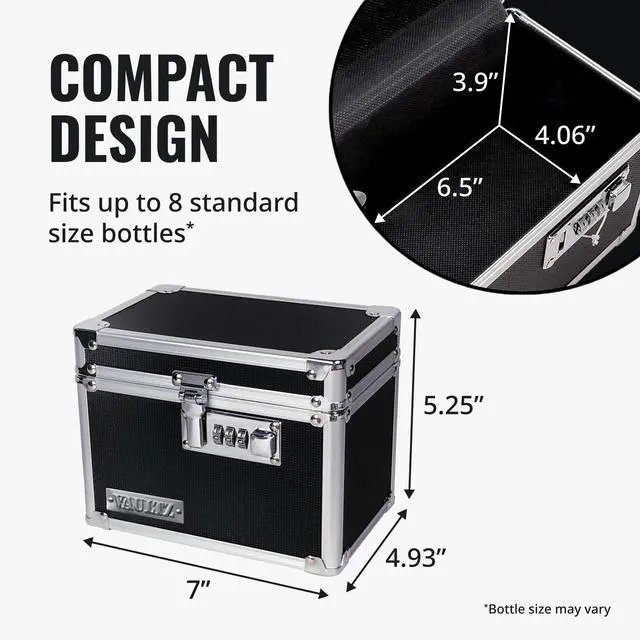 Alt view image 6 of 7 - Locking Security Box with Combination Lock - Secure Metal Lock Box Safe for Valuables, Cash & Personal Items, Small Lockbox with Code, Portable Storage Case, Black