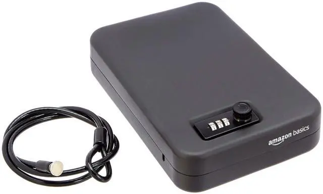 Main image of Portable Security Case Lock Box Safe with Combination Lock for Documents, Valuables, Personal Items, Dorm Room, Home, Large, Black