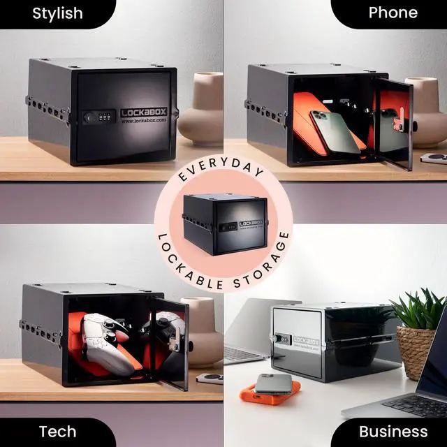 Alt view image 3 of 7 - One | Compact and Hygienic Lockable Storage Box for Food, Medicines, Tech and Home Safety | One Size 12 x 8 x 6.6 inches externally (Jet)
