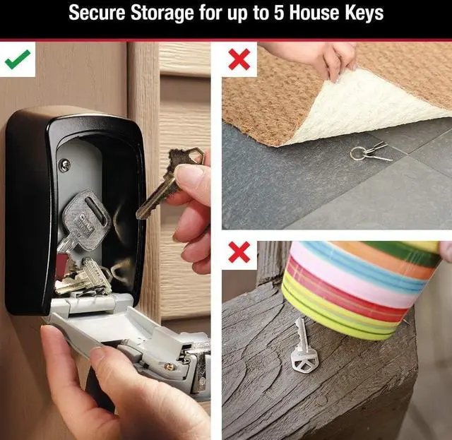Alt view image 4 of 7 - Set Your Own combination Wall Mount Lock Box, 5 Key capacity, Black 5401EC