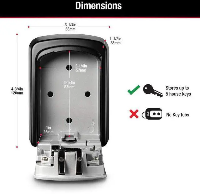 Alt view image 5 of 7 - Set Your Own combination Wall Mount Lock Box, 5 Key capacity, Black 5401EC