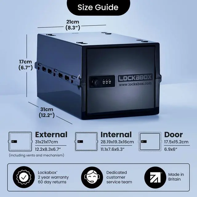 Alt view image 4 of 7 - One | Compact and Hygienic Lockable Storage Box for Food, Medicines, Tech and Home Safety | One Size 12 x 8 x 6.6 inches externally (Jet)