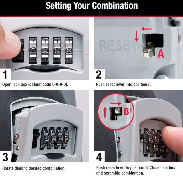 Alt view image 6 of 7 - Set Your Own combination Wall Mount Lock Box, 5 Key capacity, Black 5401EC