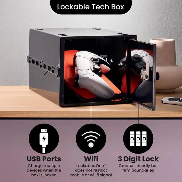 Alt view image 6 of 7 - One | Compact and Hygienic Lockable Storage Box for Food, Medicines, Tech and Home Safety | One Size 12 x 8 x 6.6 inches externally (Jet)