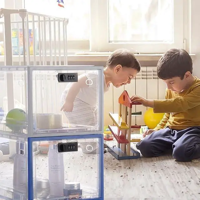 Alt view image 5 of 7 - Large Lockbox Medicine Lock Box - Refrigerator Lockable Boxes for Food Storage - Childproof First AID Locking Cabinet Pill Case Medical Organizer Bin - Mobile Tablet Locker Cell Phone Jail