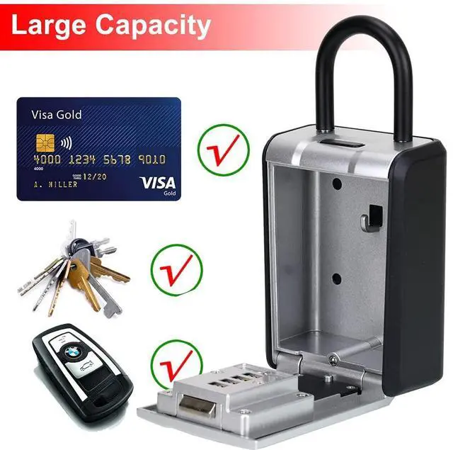 Alt view image 6 of 7 - Key Lock Box, Combination Lock box with Code for House Key Storage, Combo Door Locker (silver-1pack)