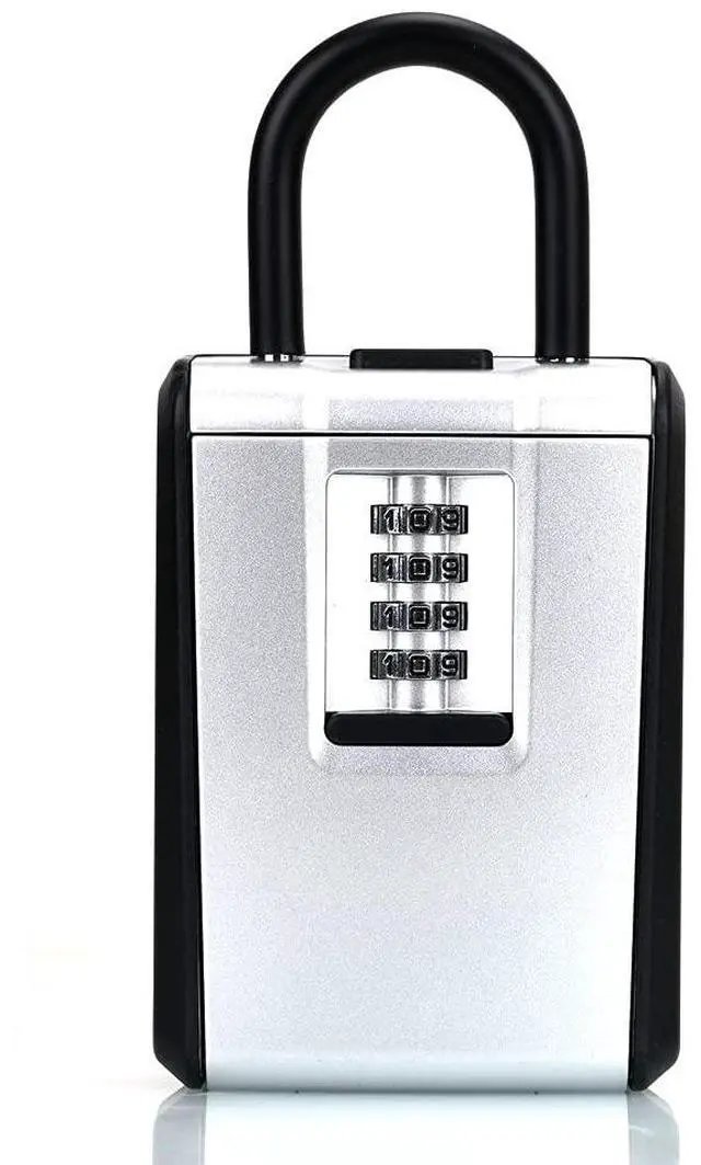 Main image of Key Lock Box, Combination Lock box with Code for House Key Storage, Combo Door Locker (silver-1pack)