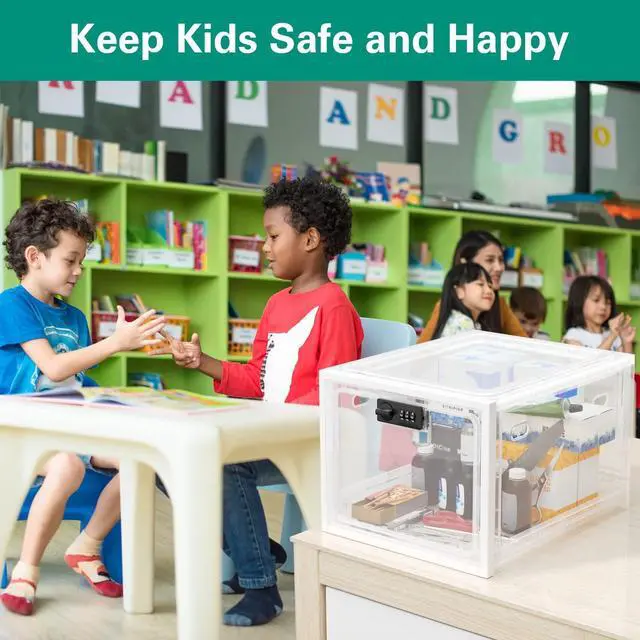 Alt view image 6 of 7 - Large Medication Lock Box, Lockable Medicine Storage Box for Medicine Safe/Phone/Refrigerator/Personal Items/Home/Office/Dorm, White