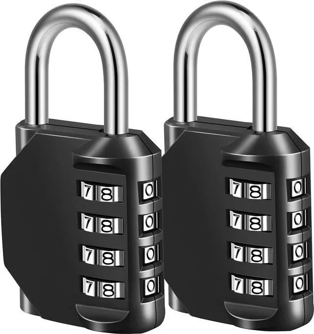 Main image of Combination Lock, 4 Digit Padlock for School Gym Sports Locker, Fence, Toolbox, Case, Hasp Cabinet Storage (2 Pack, Black)