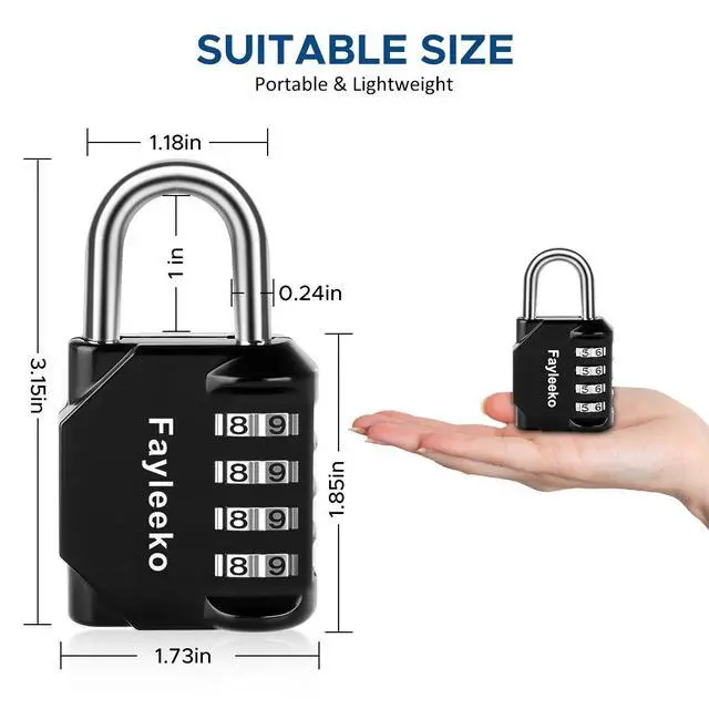 Alt view image 2 of 7 - Combination Lock, 4 Digit Padlock for School Gym Sports Locker, Fence, Toolbox, Case, Hasp Cabinet Storage (2 Pack, Black)