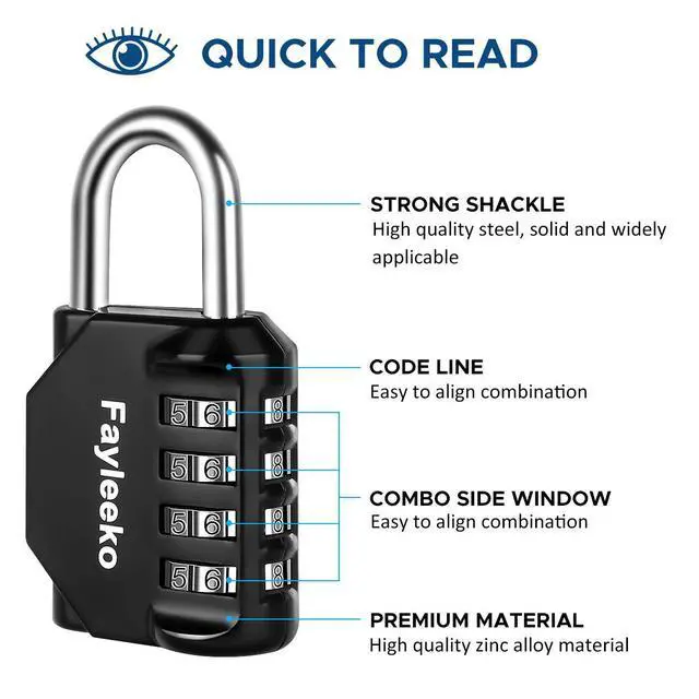 Alt view image 3 of 7 - Combination Lock, 4 Digit Padlock for School Gym Sports Locker, Fence, Toolbox, Case, Hasp Cabinet Storage (2 Pack, Black)