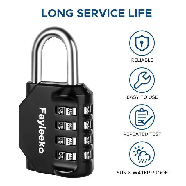 Alt view image 4 of 7 - Combination Lock, 4 Digit Padlock for School Gym Sports Locker, Fence, Toolbox, Case, Hasp Cabinet Storage (2 Pack, Black)