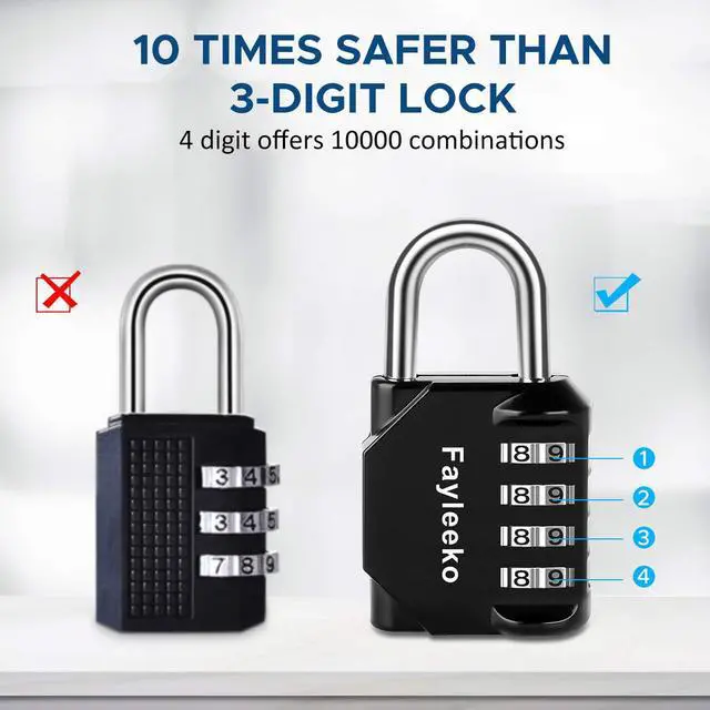 Alt view image 5 of 7 - Combination Lock, 4 Digit Padlock for School Gym Sports Locker, Fence, Toolbox, Case, Hasp Cabinet Storage (2 Pack, Black)