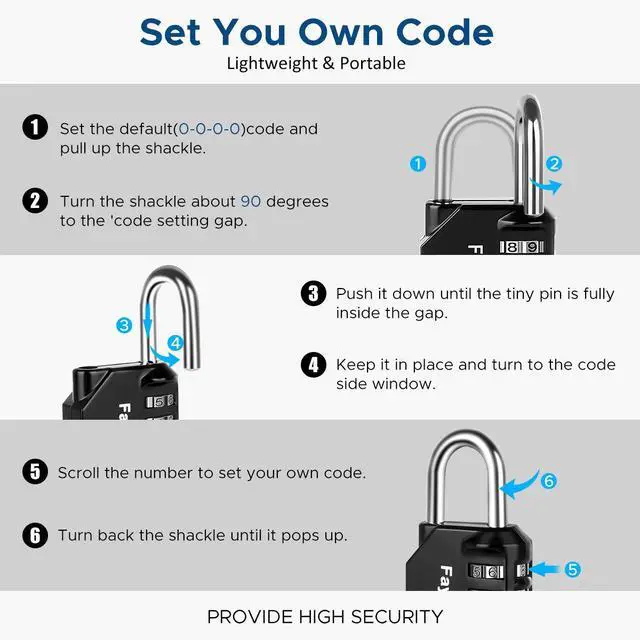 Alt view image 6 of 7 - Combination Lock, 4 Digit Padlock for School Gym Sports Locker, Fence, Toolbox, Case, Hasp Cabinet Storage (2 Pack, Black)
