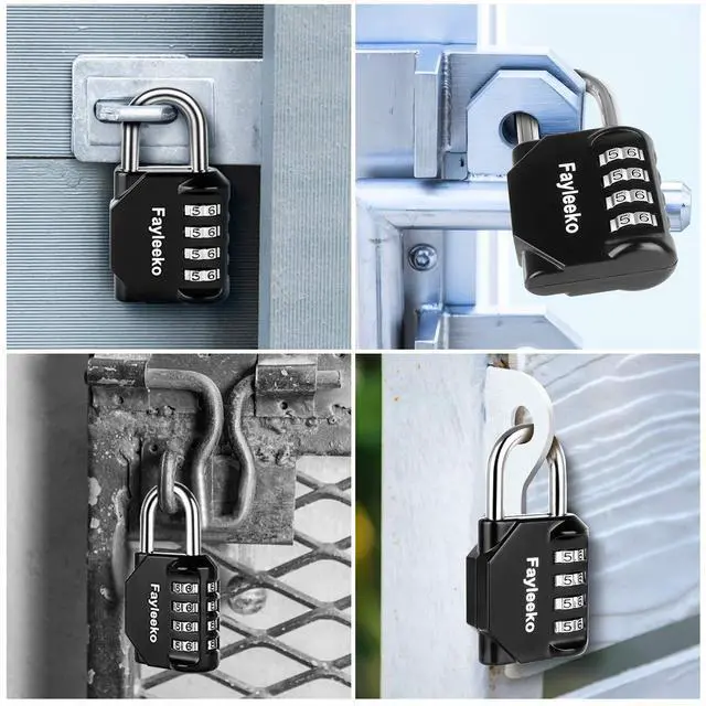 Alt view image 7 of 7 - Combination Lock, 4 Digit Padlock for School Gym Sports Locker, Fence, Toolbox, Case, Hasp Cabinet Storage (2 Pack, Black)