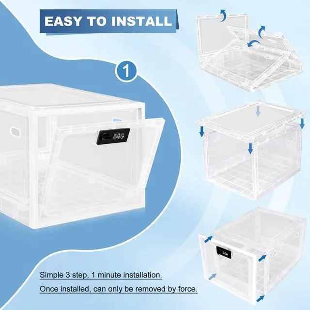 Alt view image 3 of 7 - Medicine Lock Box for Safe Medication, Premium Material Lockable Storage Box Locking Organizer Bin with Combination Code for Fridge Food/Snacks/Phone/Tablet Jail/Home/Office Storage Lockers