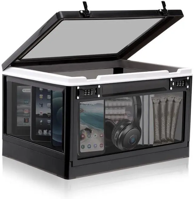 Main image of Large Lock Box for Personal Items, 24 Litre Combination Lockable Storage Box for Office Locker/School/Medicine/Snacks/Phone Jail/Electronic/Home (Black&White)