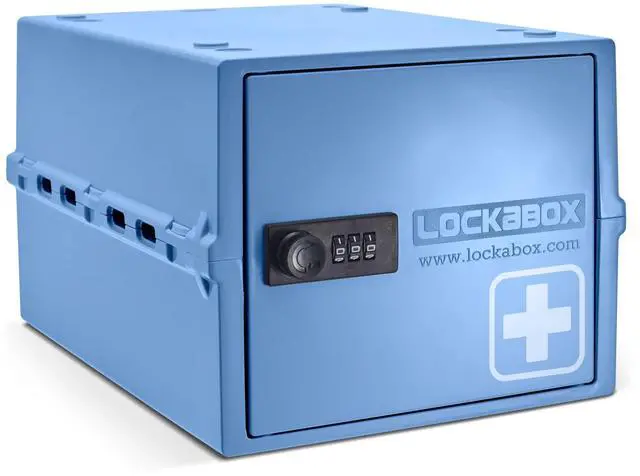 Main image of One | Premium Medicine Lock Box | Medium Medication Lock Box With Code For Medicines, Vitamins & Supplements | External Size 12 x 8 x 6.6 inches (Medi Blue)