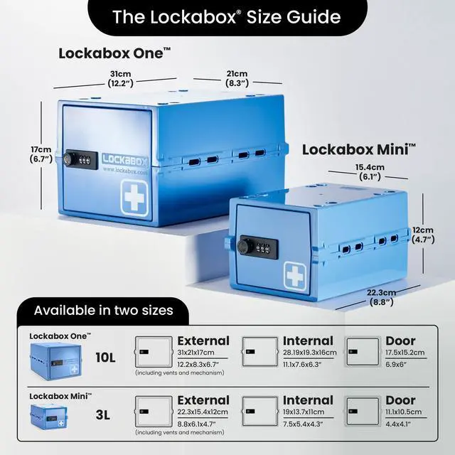 Alt view image 5 of 7 - One | Premium Medicine Lock Box | Medium Medication Lock Box With Code For Medicines, Vitamins & Supplements | External Size 12 x 8 x 6.6 inches (Medi Blue)