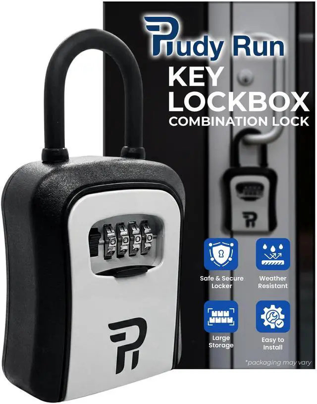 Main image of Key Lock Box for Outside Large Outdoor Lockbox for Keys with Code, 4-Digit Combination Hidden Safe to Hide a Key Outside, Portable Safe Key Storage, 6.7 in, 1 Pack