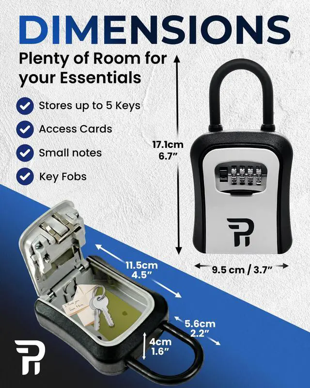 Alt view image 4 of 7 - Key Lock Box for Outside Large Outdoor Lockbox for Keys with Code, 4-Digit Combination Hidden Safe to Hide a Key Outside, Portable Safe Key Storage, 6.7 in, 1 Pack