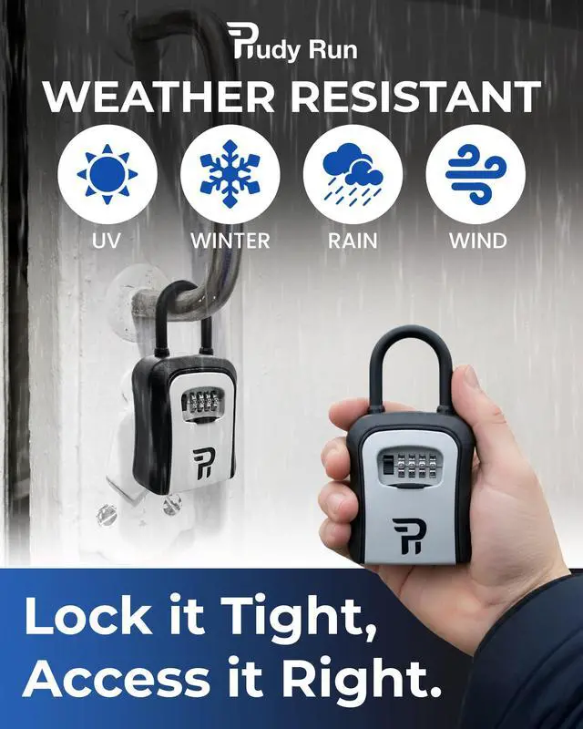 Alt view image 7 of 7 - Key Lock Box for Outside Large Outdoor Lockbox for Keys with Code, 4-Digit Combination Hidden Safe to Hide a Key Outside, Portable Safe Key Storage, 6.7 in, 1 Pack