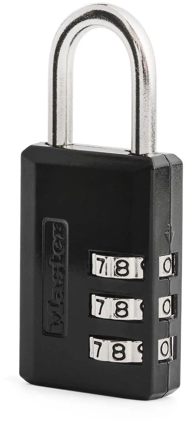 Main image of Black Combination Padlock, Indoor Gym Locker Lock with Customizable 3-Digit Code for Luggage, Backpacks, Cabinets, 647D