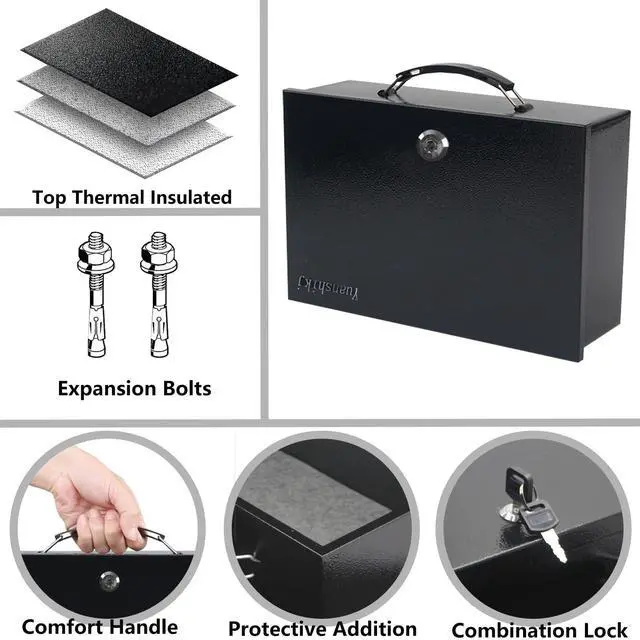 Alt view image 2 of 6 - Fireproof Key Lock Steel Security Safe Box, 0.38 Cu Ft, Black