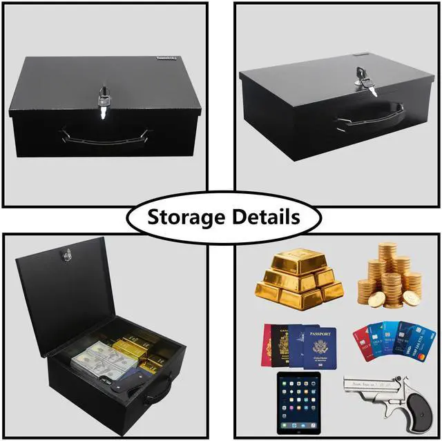 Alt view image 4 of 6 - Fireproof Key Lock Steel Security Safe Box, 0.38 Cu Ft, Black
