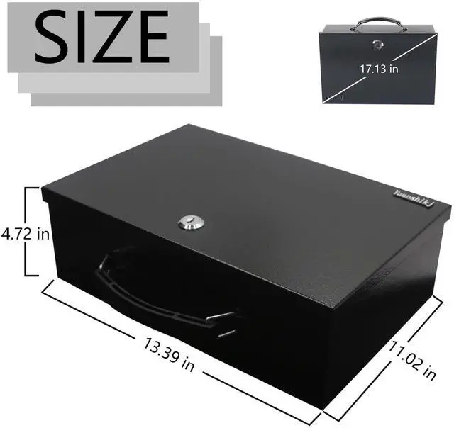 Alt view image 5 of 6 - Fireproof Key Lock Steel Security Safe Box, 0.38 Cu Ft, Black