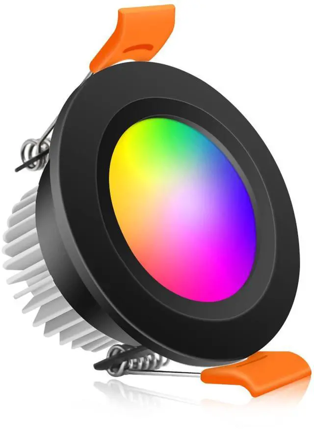 Main image of Smart 2 Inch Recessed Lighting, WiFi LED Downlight 5W 120V, Compatible with Alexa and Google Home, Dimmable RGB & CCT 2700-6500K, Black Trim, Ceiling Light with LED Driver (1 Pack)