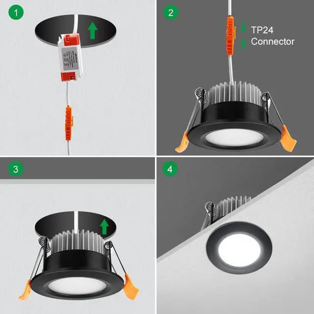 Alt view image 2 of 7 - Smart 2 Inch Recessed Lighting, WiFi LED Downlight 5W 120V, Compatible with Alexa and Google Home, Dimmable RGB & CCT 2700-6500K, Black Trim, Ceiling Light with LED Driver (1 Pack)