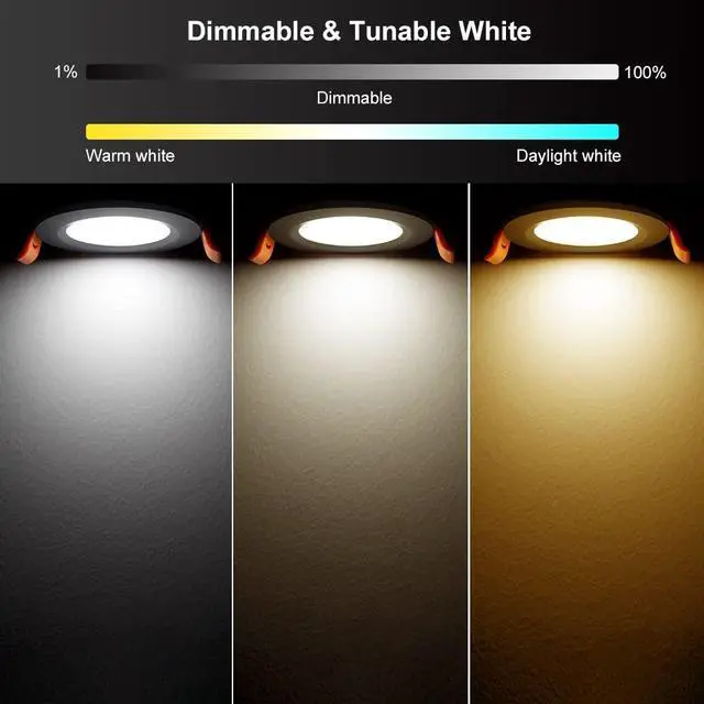 Alt view image 4 of 7 - Smart 2 Inch Recessed Lighting, WiFi LED Downlight 5W 120V, Compatible with Alexa and Google Home, Dimmable RGB & CCT 2700-6500K, Black Trim, Ceiling Light with LED Driver (1 Pack)