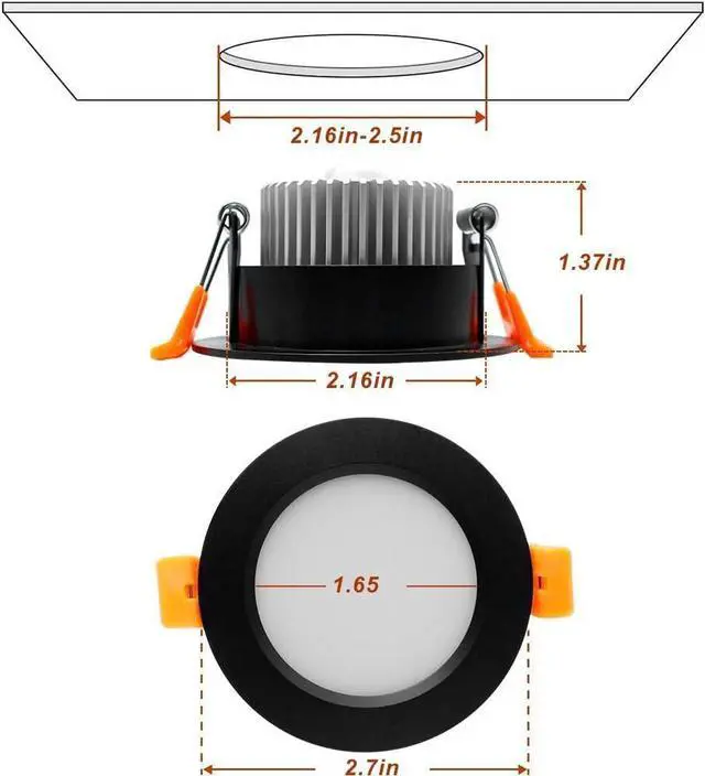 Alt view image 6 of 7 - Smart 2 Inch Recessed Lighting, WiFi LED Downlight 5W 120V, Compatible with Alexa and Google Home, Dimmable RGB & CCT 2700-6500K, Black Trim, Ceiling Light with LED Driver (1 Pack)