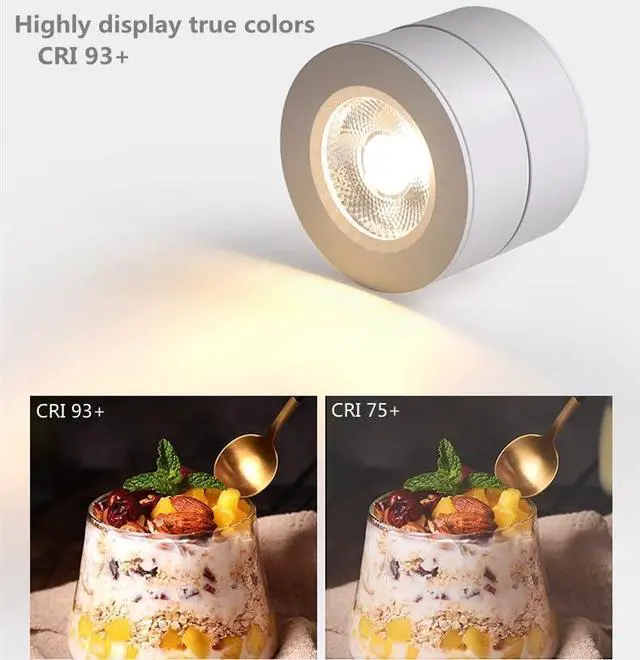 Alt view image 3 of 7 - Dimmable LED Ceiling Spotlight 360°Adjustable -Tuya Smart Life Surface Mounted 12W COB Art Lighting-Hard Wired Ceiling Downlight for Mural Display Corridor Background wall (White, 3.90"*2.84")
