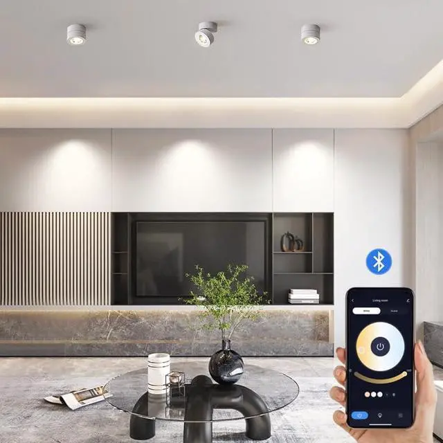 Alt view image 2 of 7 - Dimmable LED Ceiling Spotlight 360°Adjustable -Tuya Smart Life Surface Mounted 12W COB Art Lighting-Hard Wired Ceiling Downlight for Mural Display Corridor Background wall (White, 3.90"*2.84")