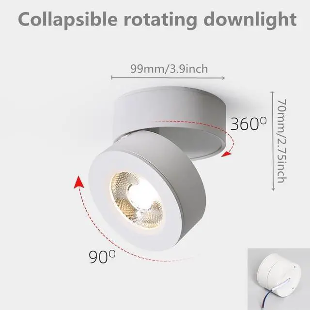 Alt view image 5 of 7 - Dimmable LED Ceiling Spotlight 360°Adjustable -Tuya Smart Life Surface Mounted 12W COB Art Lighting-Hard Wired Ceiling Downlight for Mural Display Corridor Background wall (White, 3.90"*2.84")