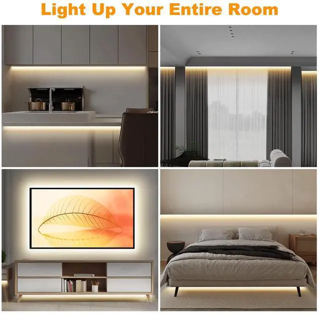 Alt view image 5 of 7 - Smart White COB Led Strip Light with App and Remote, 16.4ft 4000K WiFi Bright COB Light Strip Compatible with Alexa Google, Dimmable Indoor COB Led Lights for Mirror, Room, Cabinet, Kitchen
