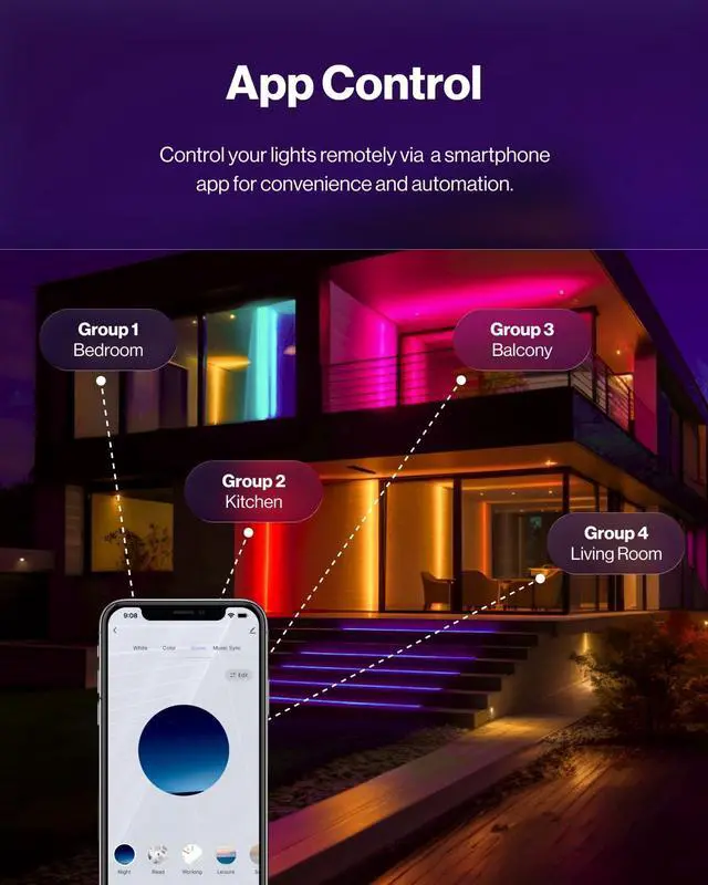 Alt view image 4 of 6 - 2 Pack 6 Inch Smart Ultra Thin LED Recessed Ceiling Lights with Night Light, Tunable CCT 2700K to 6000K, Dimmable, 15W, Smooth Trim, Canless with Junction Box.